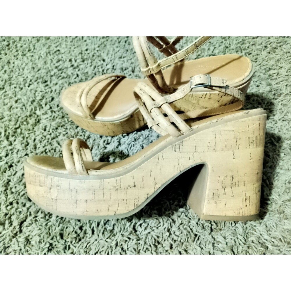 Universal Thread Women's Size 11 Tan Alva Cork Platform Heels - Picture 3 of 7
